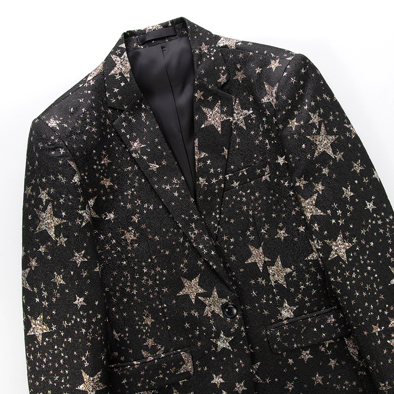 P211Elegant Men's Printed Slim Cut Suit - Versatile Business & Leisure Outfit