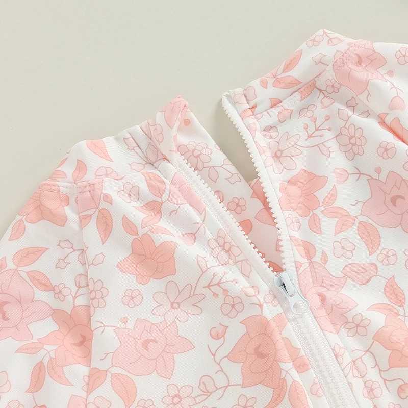 0-3Years Baby Girl Swimsuits Summer Floral Print Ruffled Swimwear and Swim Cap Set for Toddler Bathing Suits BeachwearXJ250214