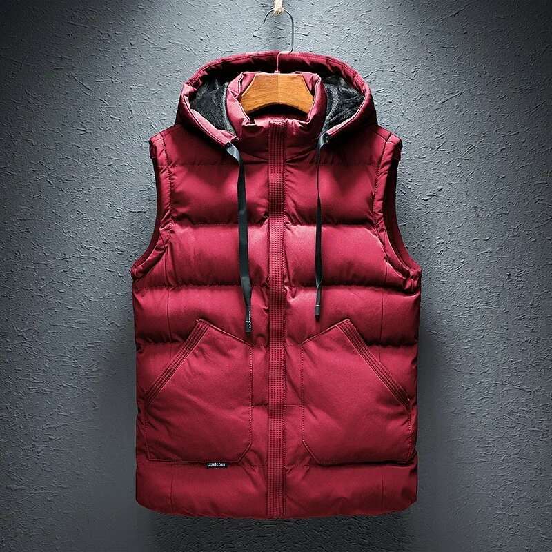 Fashion Mens Hooded Jacket Fleece Sleeveless Puffer Winter Thermal Soft Vests Casual Male Vest Thicken Waistcoat ZL671