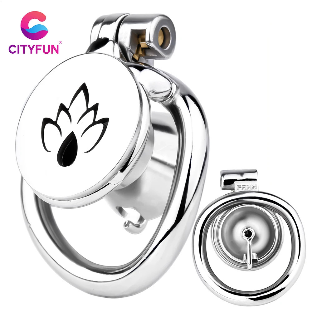 CITYFUN Negative Male Chastity Cage With PA Penis Ring Metal Flat Lock Cock Cages Device Couple Gay BDSM Sex Toys For Men 250210