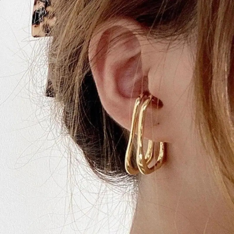 Vintage Double Layer Ear Cuff Clip for Women No Pierced Geometric Lines Earrings Wrap Earcuff Clips Trendy Party Jewelry 250213