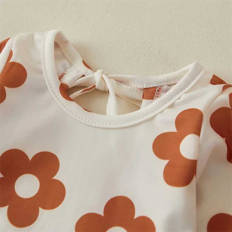 Tregren Toddler Baby Girls Spring Summer Romper Swimwear Long Sleeve O Neck Floral Swimsuit Beach Pool Hot Spring Bathing SuitsXJ250214