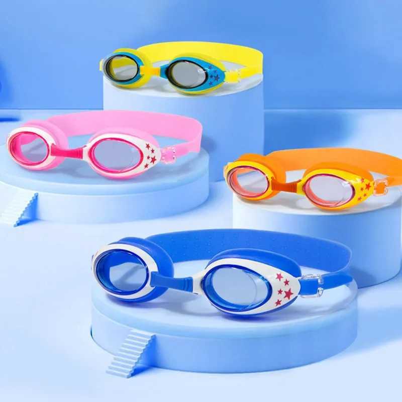 Waterproof Anti Fog Swim Goggles Children Silicone Colored Lenses 3-15 Years Old Kids Eyewear Adjustable Swimming Pool Glasses Z250215