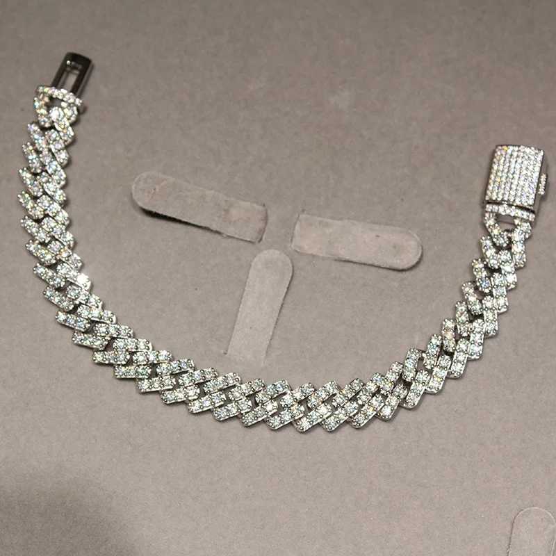 Custom 10mm Tennis Chain S925 Silver Moissnaite Out Necklace Men Hip Hop Jewelry Tennis Chain Moissnaite Diamond Chain