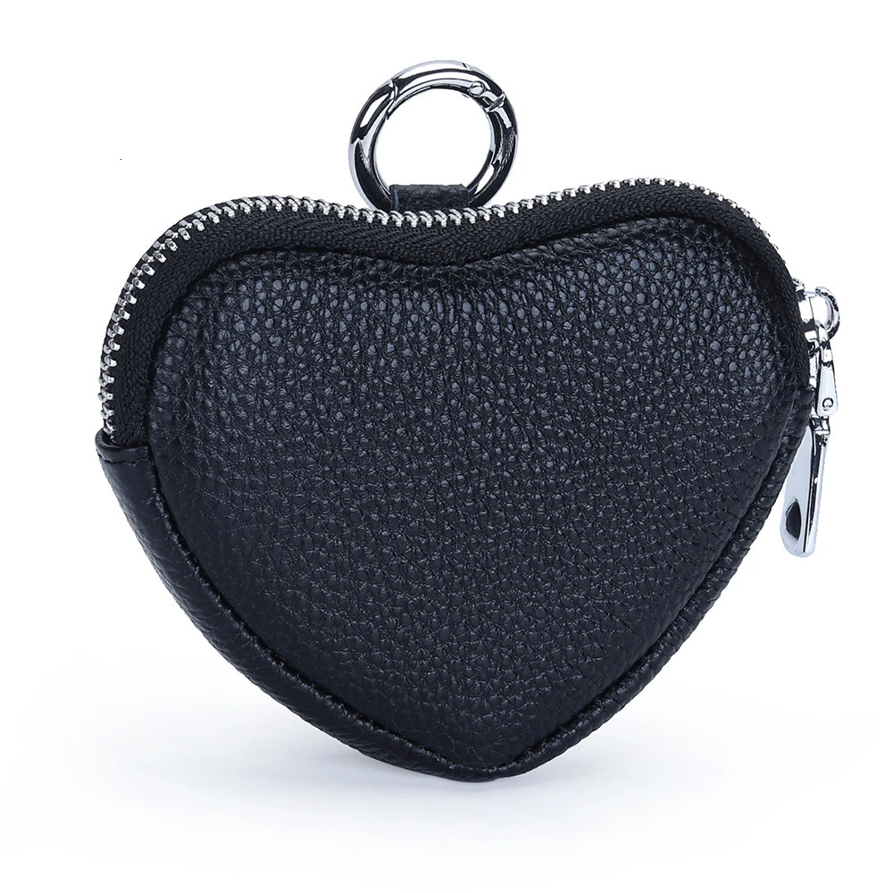 Love Coin Purse Heart Wallet Fashion Heart Shape Womens Zipper Small Wallet with Key Ring Genuine Leather Coin Purses for Girls 250207