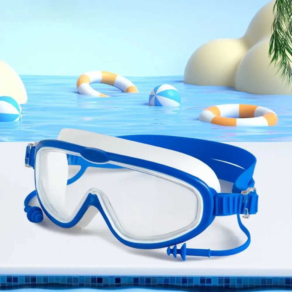 Big Frame Swim Goggles Anti-Fog Wide View Scuba Diving Goggles Candy Color Swimming Glasses with Earplugs for Adult Youth Z250215