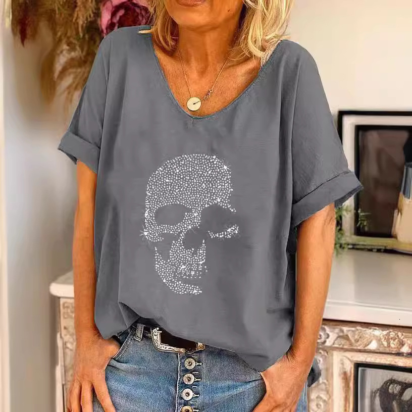 Designer Free Shipping Casual Fashion Trend Top Women's Short Sleeved Oversized Loose Bead T-shirt