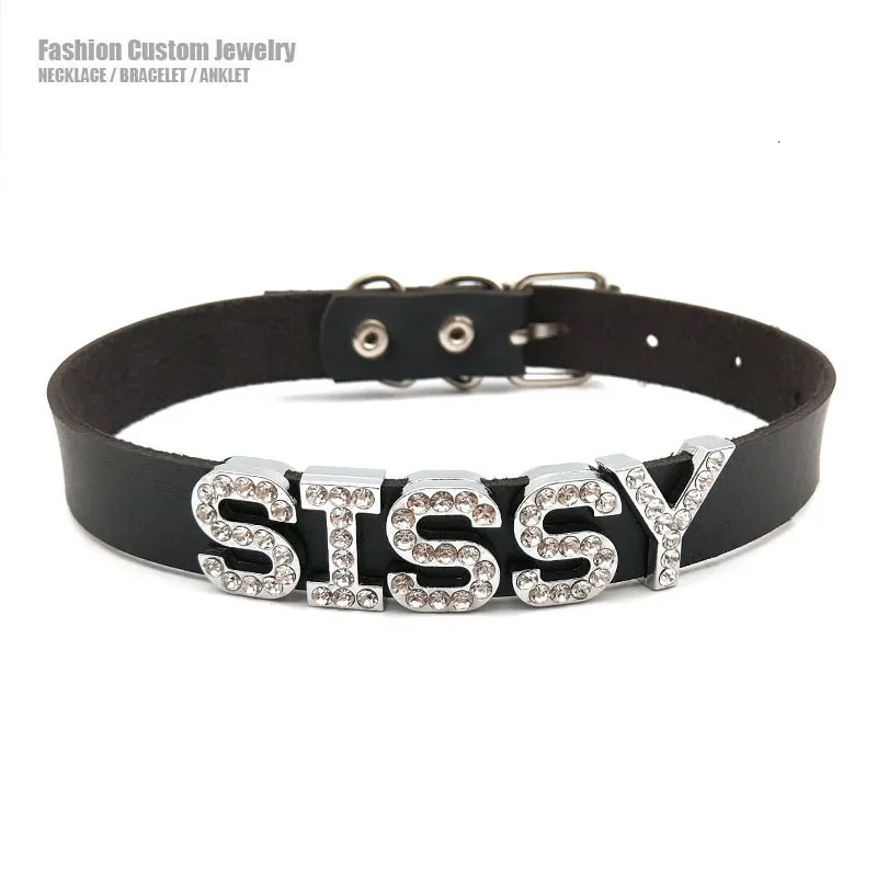 Letter SISSY Necklace Sexy Women Mens Custom Name Choker Collar Costume Party Cosplay Halloween Jewelry Gift 250210