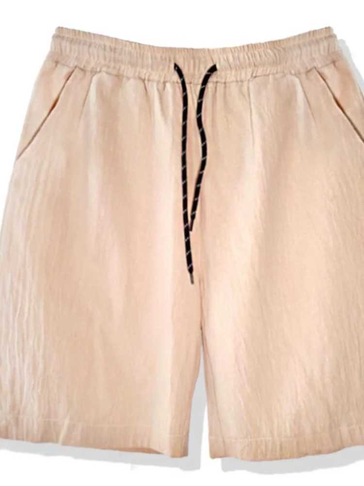 2023 New Mens Summer Leisure Fashion Sports Pants Cotton Hemp Youth Pocket Short Pants Mens Solid Wide Leg Shorts W250215