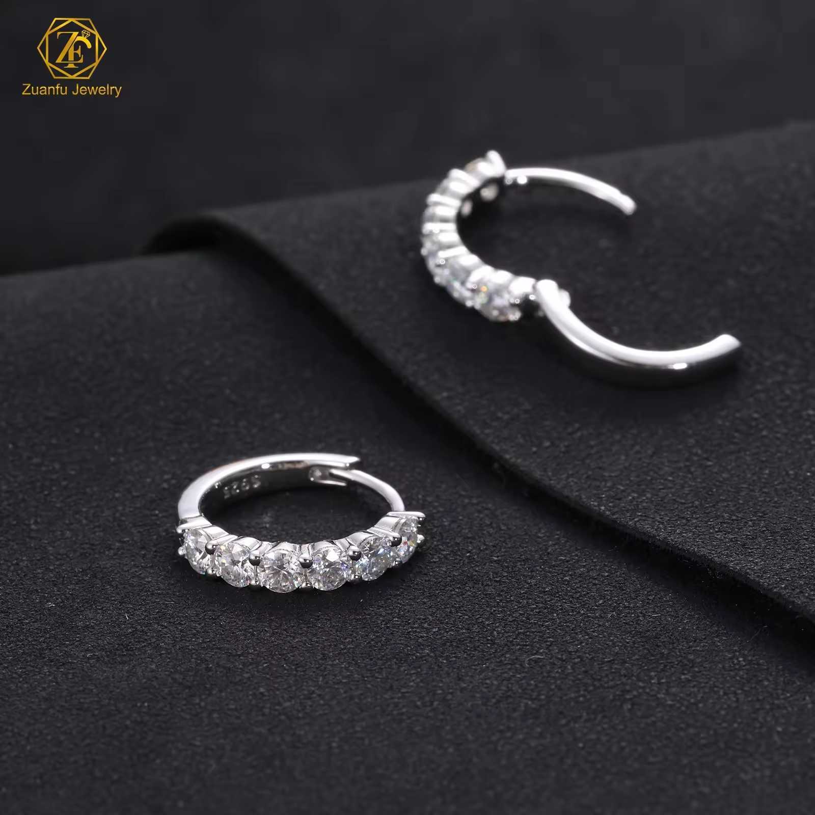 2024 New Trendy 14K 3MM Round Brilliant Cut DEF VVS/VS Lab Diamond Earrings Hoop for Women