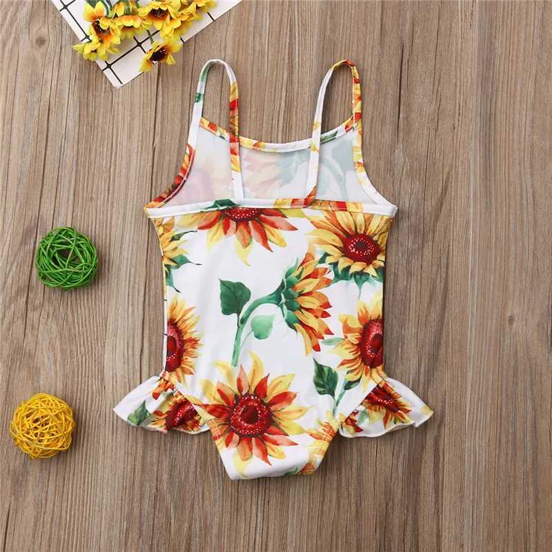 0-24m Baby Girls Bodysuit Swimsuits Sunflower Print One_Piece Swimming Suits For Infant GirlsXJ250214