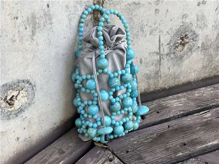 Boutique Acrylic Turquoise Stone Handmade Evening And Clutches For Women Formal Bags Party Rhie Handbags