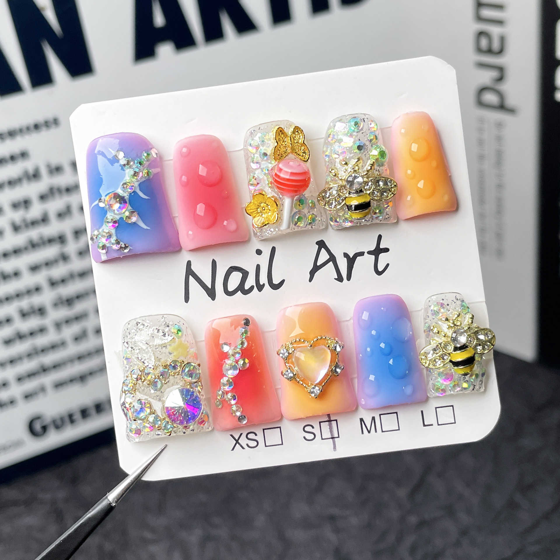 False Nails Wearing nail by hand sweet and cool girl powder blusher duck bill wearable false H25215