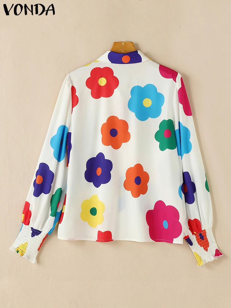 Plus Size 5XL VONDA Casual Floral Printing Loose Tops Women Shirts Lapel Collar Blouses Top Lantern Long Sleeve Tunic 250210