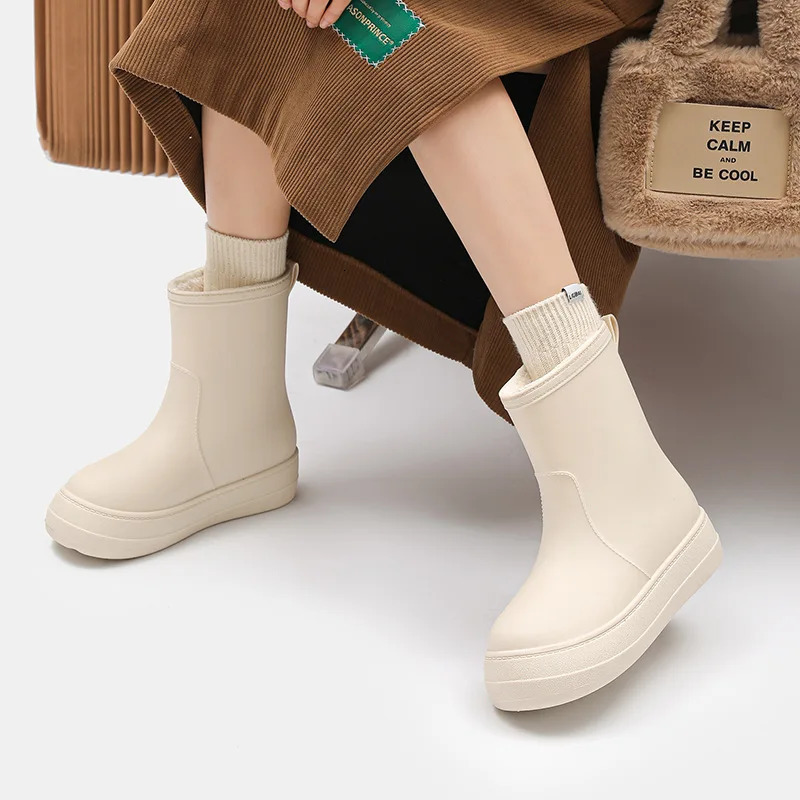 Fashionable womens rain boots waterproof womens shoes outdoor anti slip womens work boots high-quality platform EVA shoes 250213