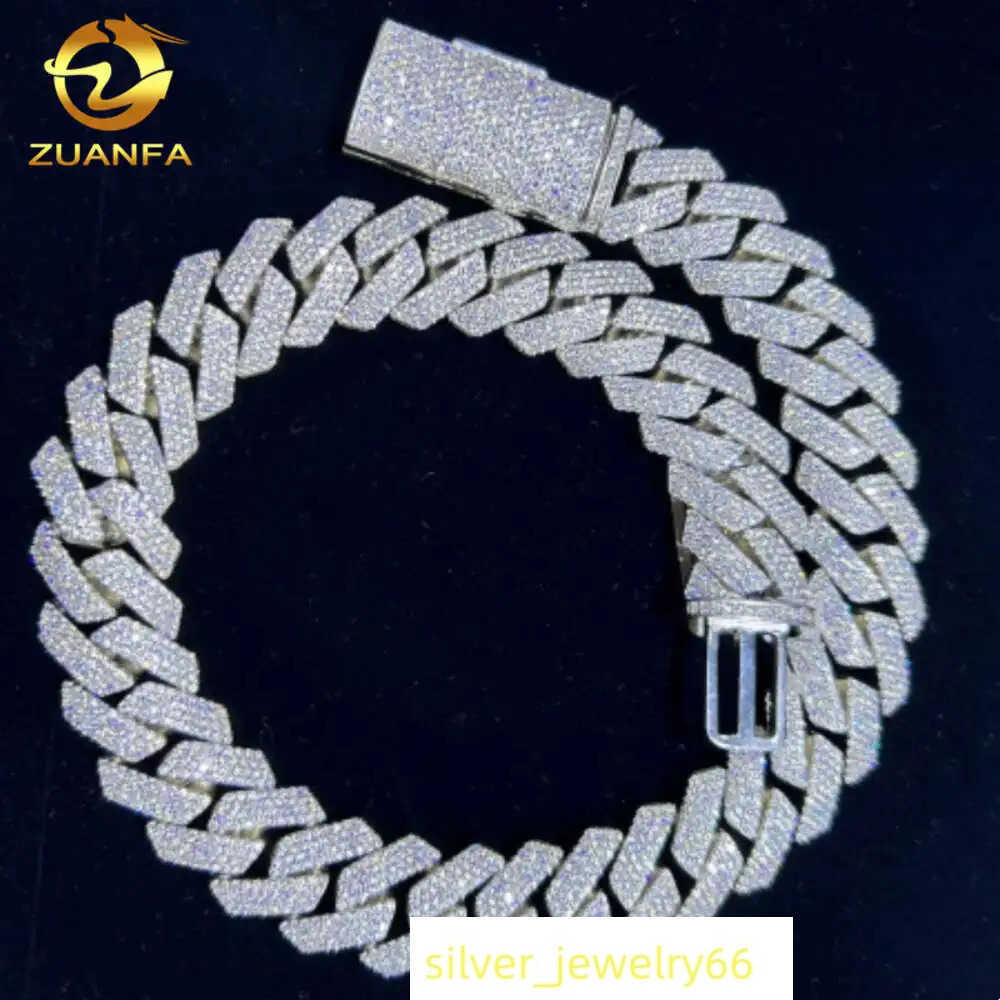 15mm 18mm 20mm Heavy Cuban Chain Custom Hip Hop Iced Out Jewelry Moissanite Diamond 925 Cuban Link Chain