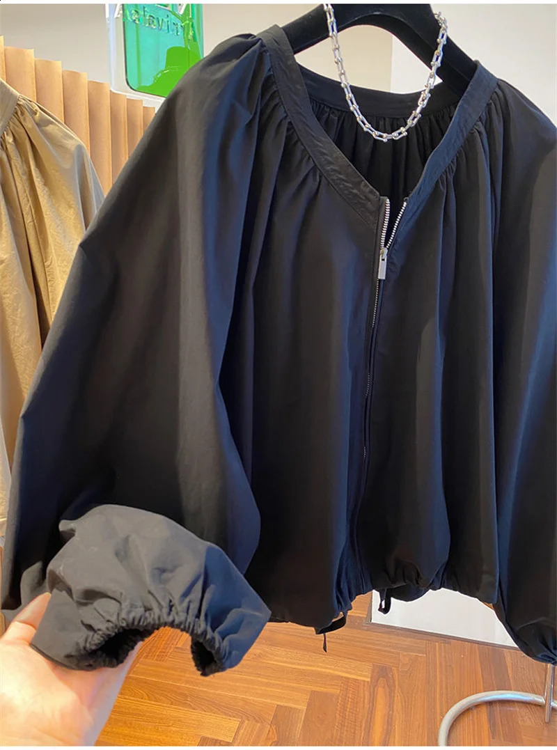 Spring Womens Jackets Fashion n Round Neck Long Sleeved Short Casual Pure Cotton Windbreaker Female Tops 250213