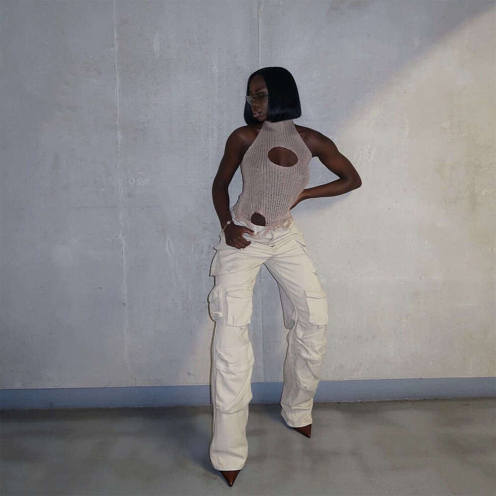 European American Spring/Summer Hot Women's Woolen Backless Tank Top 2025 New Style Elegant and Unique Clothing