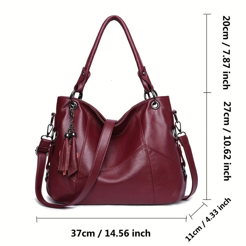 Women's Antique Tote Tassel Decorated Shoulder Bag, Urious Soft PU Crossbody Bag