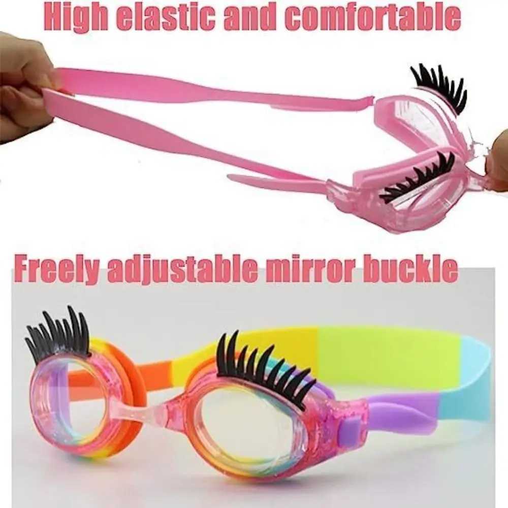 High Qu Silicone Children Eyelash Swimming Goggles Waterproof Anti-fog Swimming Goggles PC HD Eyelash Goggles Z250215