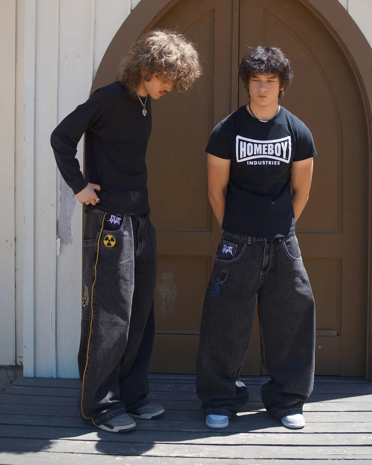 Y2K Gothic Mens Fashion Hip Hop Wide Leg Jeans Retro American Street Embroidery Jeans Black Pocket Splicing Work Denim Pants 250210