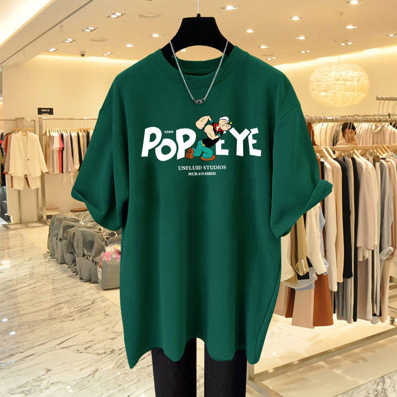 Cotton Dress Interior Short Sleeved T-shirt Female Sailor Print Designer Summer Round Neck Mid Length Oversized Top