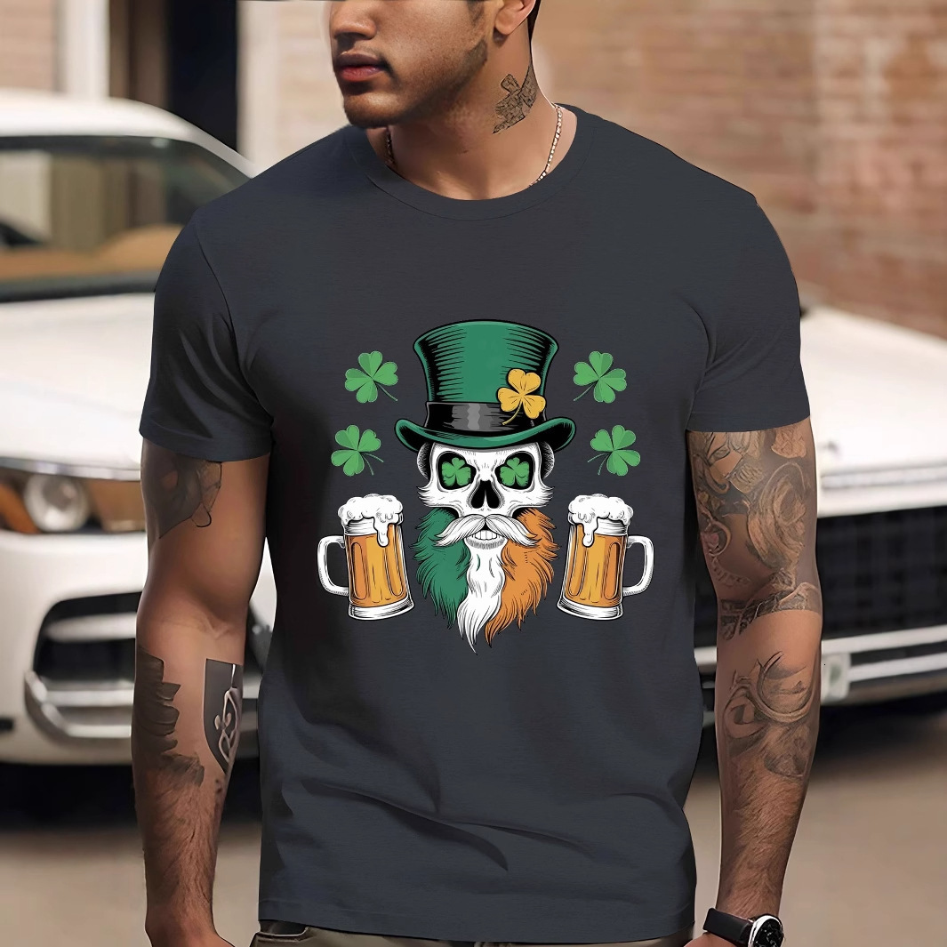 Designer Fashion Trend 2025 New Men's St. Patrick's Day Casual Round Neck Short Sleeved T-shirt