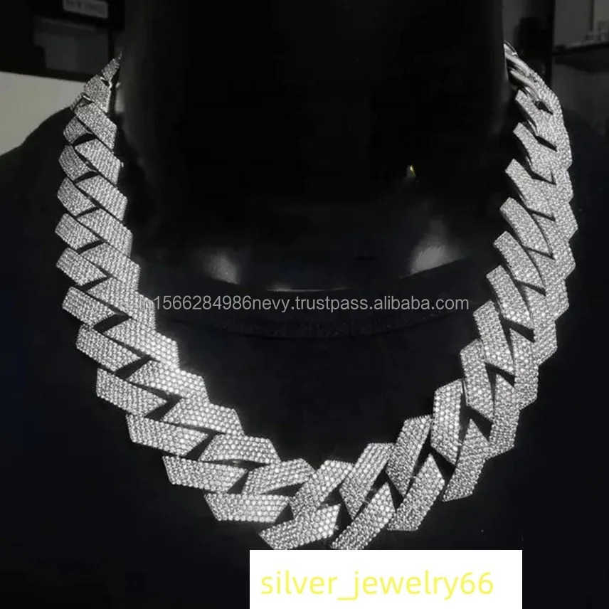Custom Name 26MM Rappers Iced Out Cuban Link Chain Diamond Moissanite Mens Chunky Chain Necklace Cuban Link Chain Men
