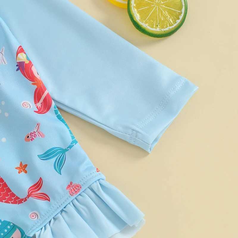 Suefunskry Baby Girls Swimsuit Strberry Flower Print Bikini with Hat Newborn Long Sleeve Romper Swimwear for BathingXJ250214