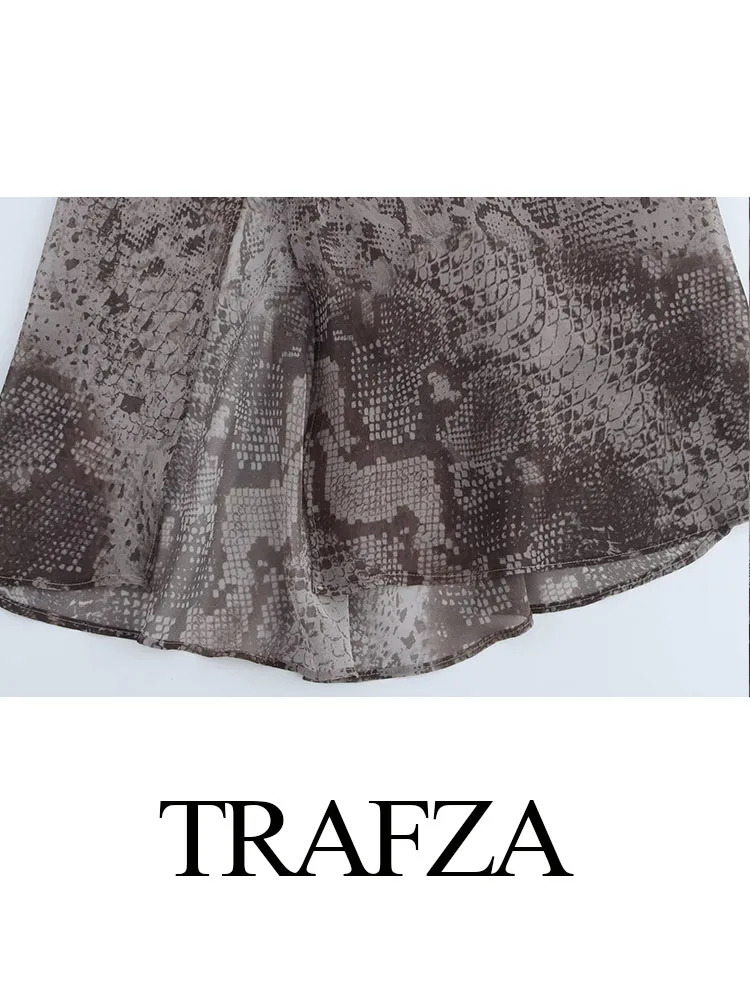 TRAFZA Fashion Female Chic Folds Decorate Slim Evening Dress Women Summer Printed Midi Dresses Sexy Sleeveless Backless Dresses 250213