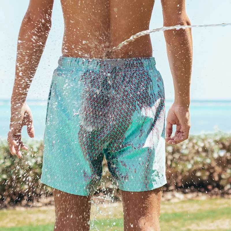 Men Color Changing Shorts Men Swimming Shorts Mens Beach Swim Shorts Male Briefs Bathing Shorts Comfortable Breathble Pants W250215