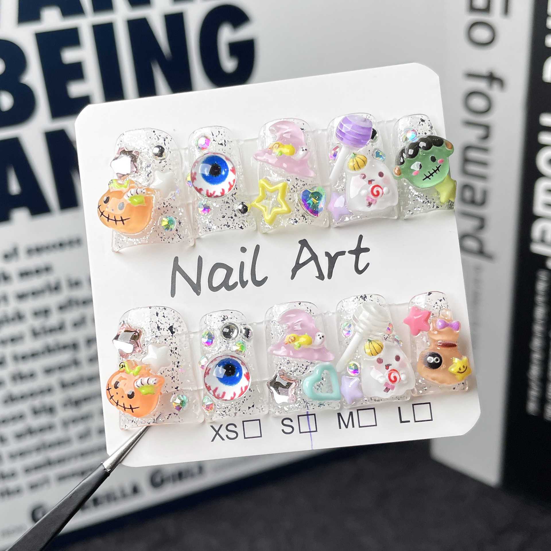 False Nails Cute Halloween New Duck billed Armor Ice Explosion Flash Small Fresh Handmade Wearing H25215
