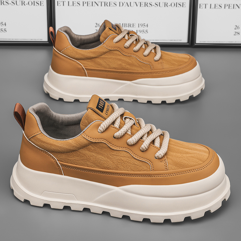 Men Casual NEW Shoes Thick Sole Fashion Simple Design Splicing hot Color Versatile Triple Black Khaki Free shipping