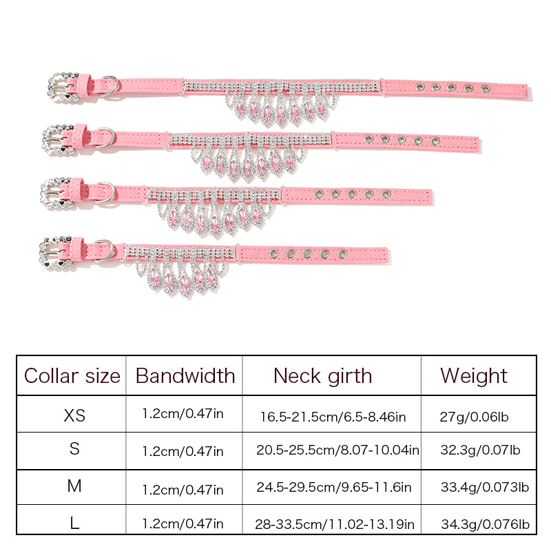 Luxury Dog Collar with Bling Colored Crystal Pendant, Suede Leather Girl Cat Dog Collar, Cat Neck Decoration, Adjustable Pet Collars for Small Medium 