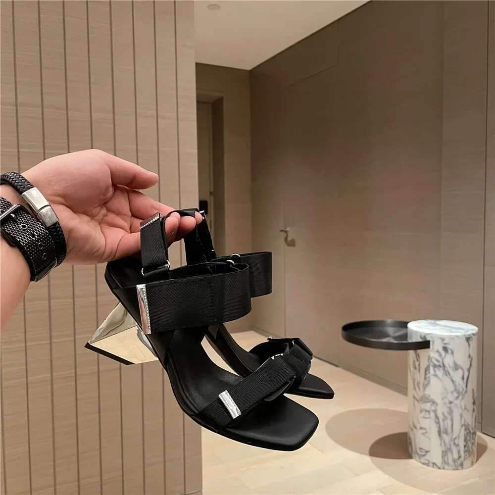 Square Toe 5Cm Med Strange Heels Mixed Colors Party Dating Classic Casual Shoes Cozy Women Sandals Lx199