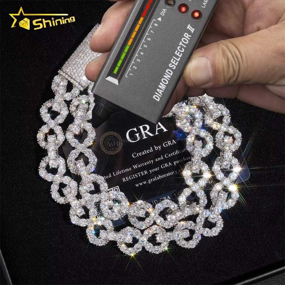 Hip Hop Jewelry 925 Sterling Silver Gold Plated Custom Necklace 15MM Infinity Link VVS D Color