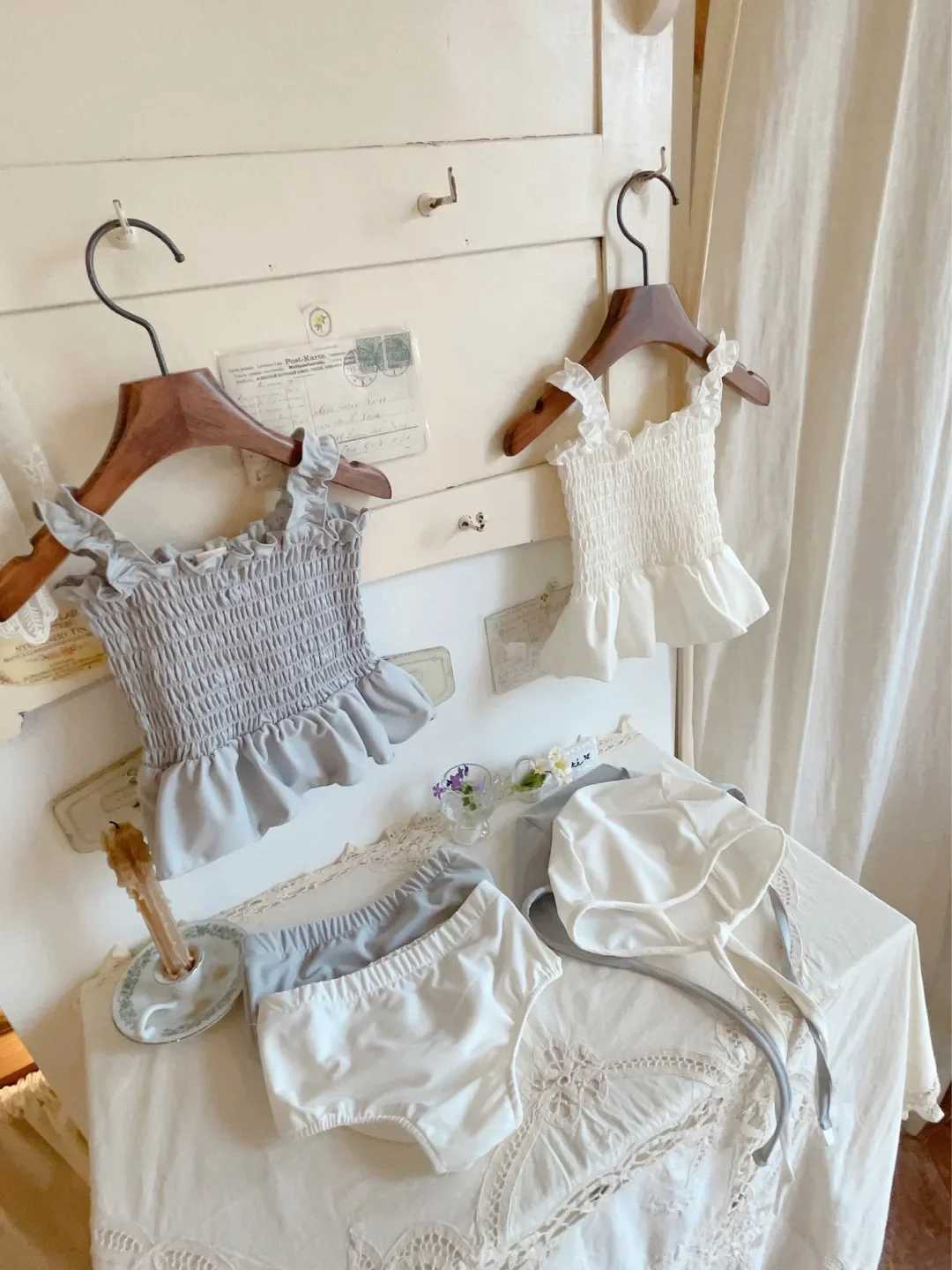 6797 Ins Korean Girl Baby Swimsuit Summer Solid Color Swimsuit Top+Short+Hat Fashion Girls Three-piece SwimsuitXJ250214