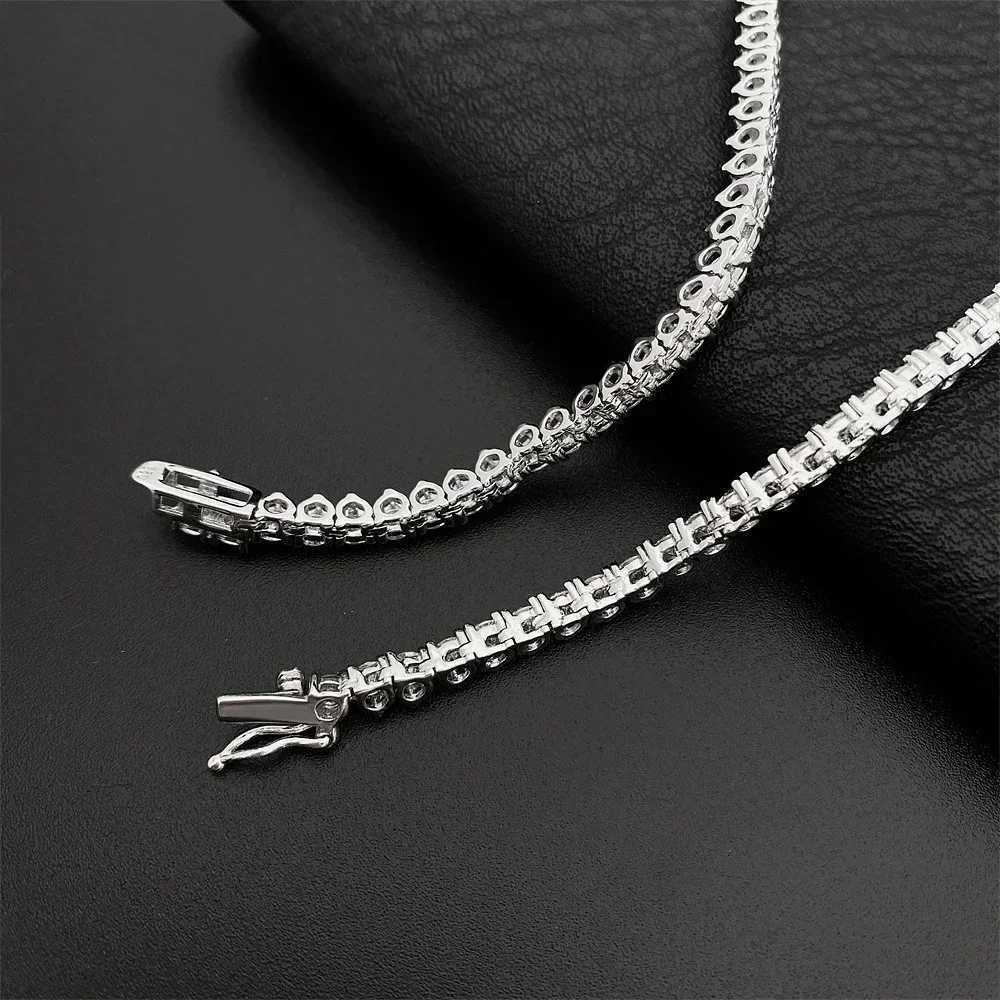 FEOBUR Certified 3/4/5mm Moissanite Tennis Necklace for Women Man S925 Sterling Silver 3Claw Lab Diamond Hiphop Chains Jewelry
