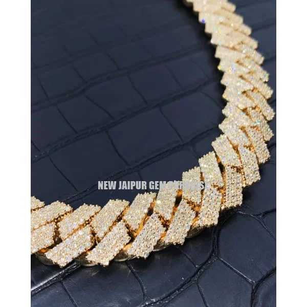 20mm Moissanite Cuban Link Chain | Vvs1 Quality Moissanite Diamond | 925 Sterling Silver | Gold Plated | Men Necklace