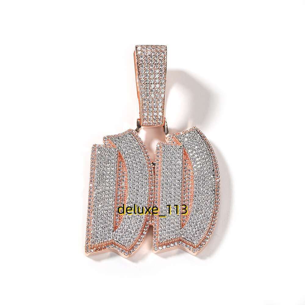 Gumeng hip-hop jewelry DIY splicing two-color English letter pendant with copper inlaid moissanite, cool and versatile men's necklace