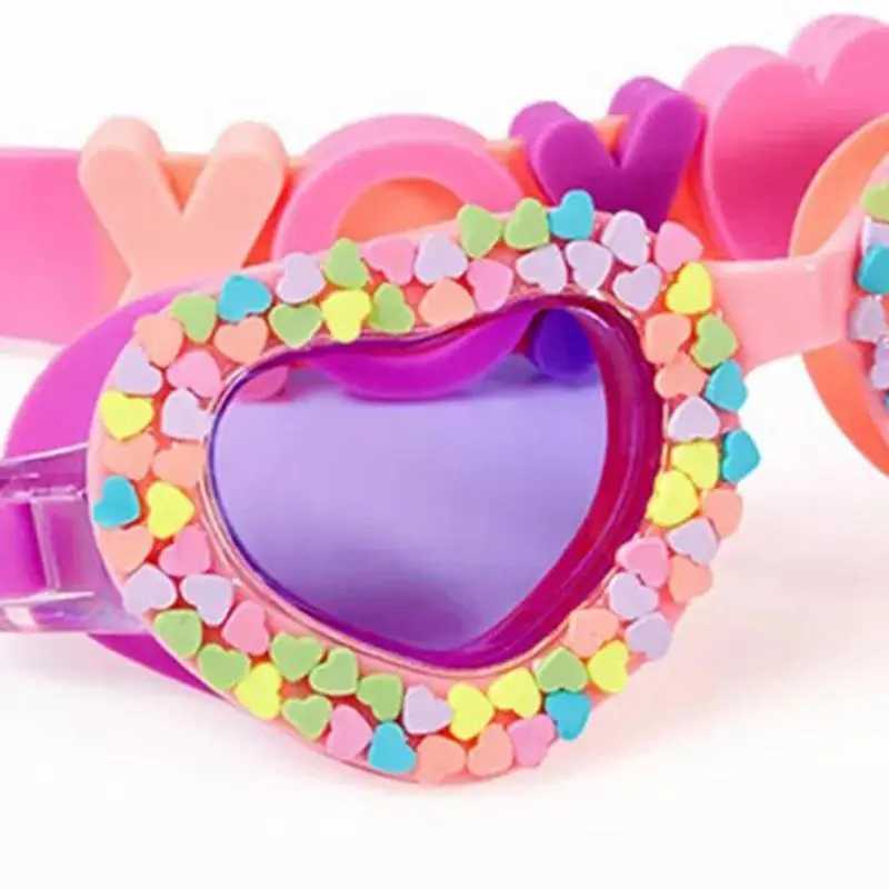 Summer Swimming Goggles Waterproof Heart-shaped Silicone UV Anti-fog Pool Goggle For Toddlers Kids Z250215