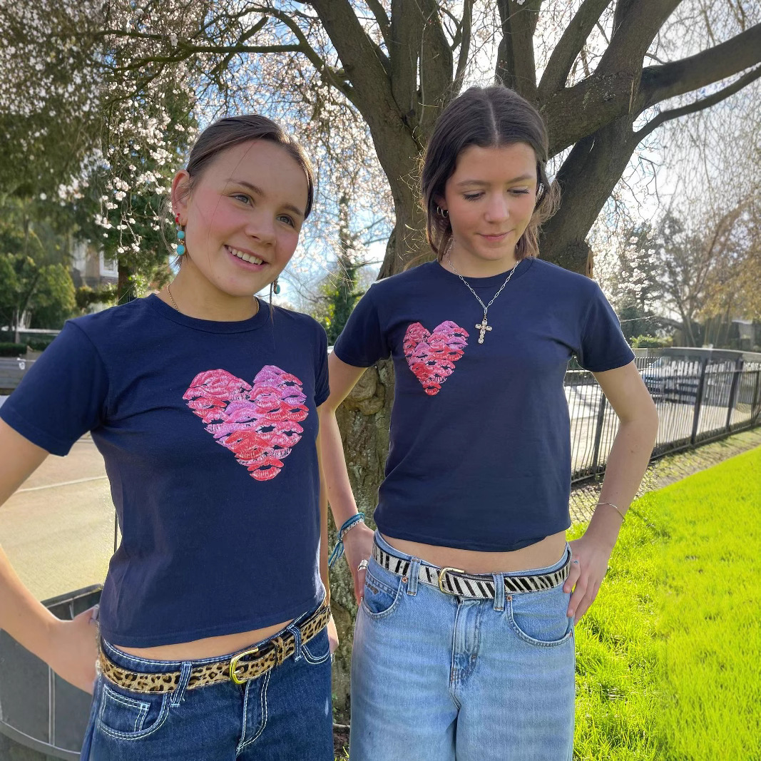Designer Fashion Trend 2025 Spring/summer New Women Top Simple Lipstick Printed Slim Short Sleeve T-shirt