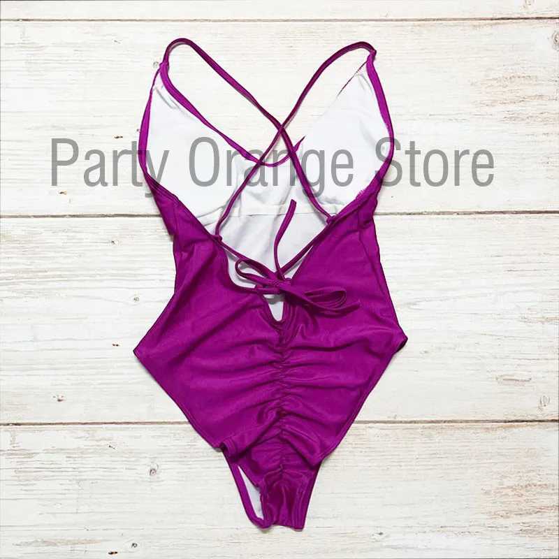 Solid swimsuit women 2023 one-piece swimsuit sexy apron swimsuit wholesale swimsuit monokiniW250214