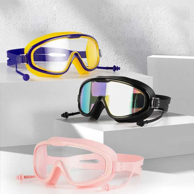 Adult Large Frame Swimming Glasses High-definition Waterproof Anti-fog Silicone Swimming Goggles Childrens Swim Goggles Z250215