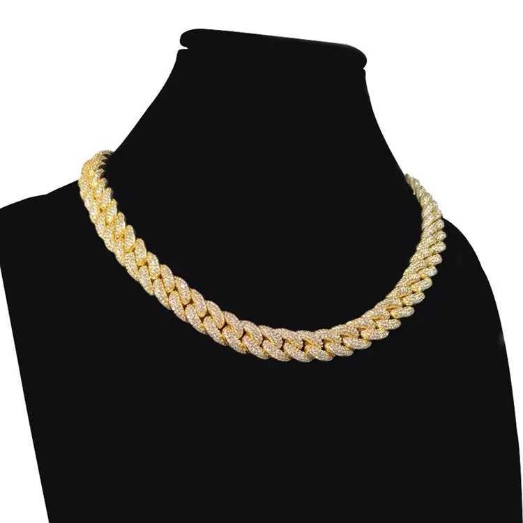 Shine Bright Moissanite Iced Out 16mm Chain Solid Gold Plated S925 Miami Cuban Link Necklace