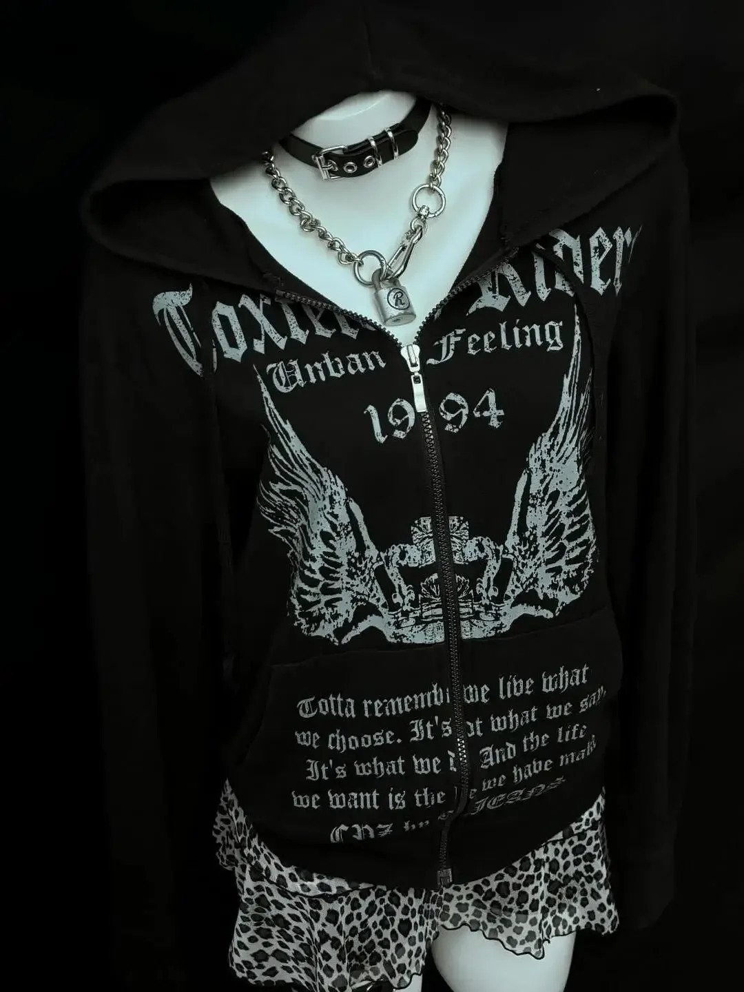 Y2K Street Style Womens Sweatshirt Autumn n Harajuku Casual Gothic Jacket American Retro Letter Printed Zipper Hoodie 250213