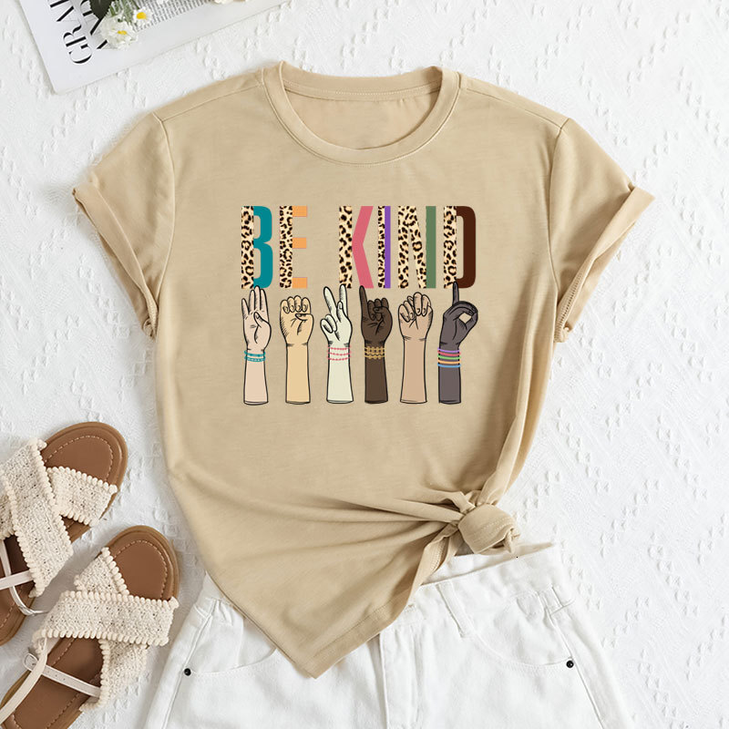 Designer Fashion Versatile Top 2025 Women Tank Top Gesture Printed Polyester Ammonia T-shirt