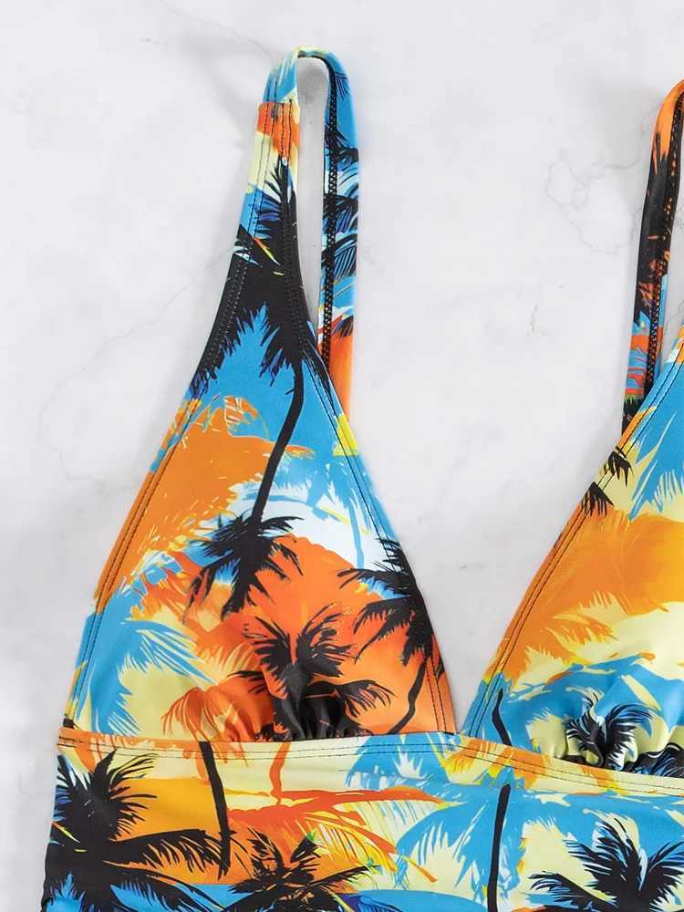 Vigorasely sexy 2025 printed lace up bikini set high waist push up swimsuit womens backless swimsuit summer beach swimsuitW250214