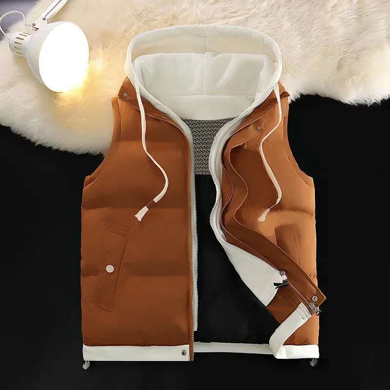 Down Cotton Vest Men Autumn Winter Middle School Students Loose Fashion Vests Man Thickened Waistcoat Cotton-padded Jacket Male