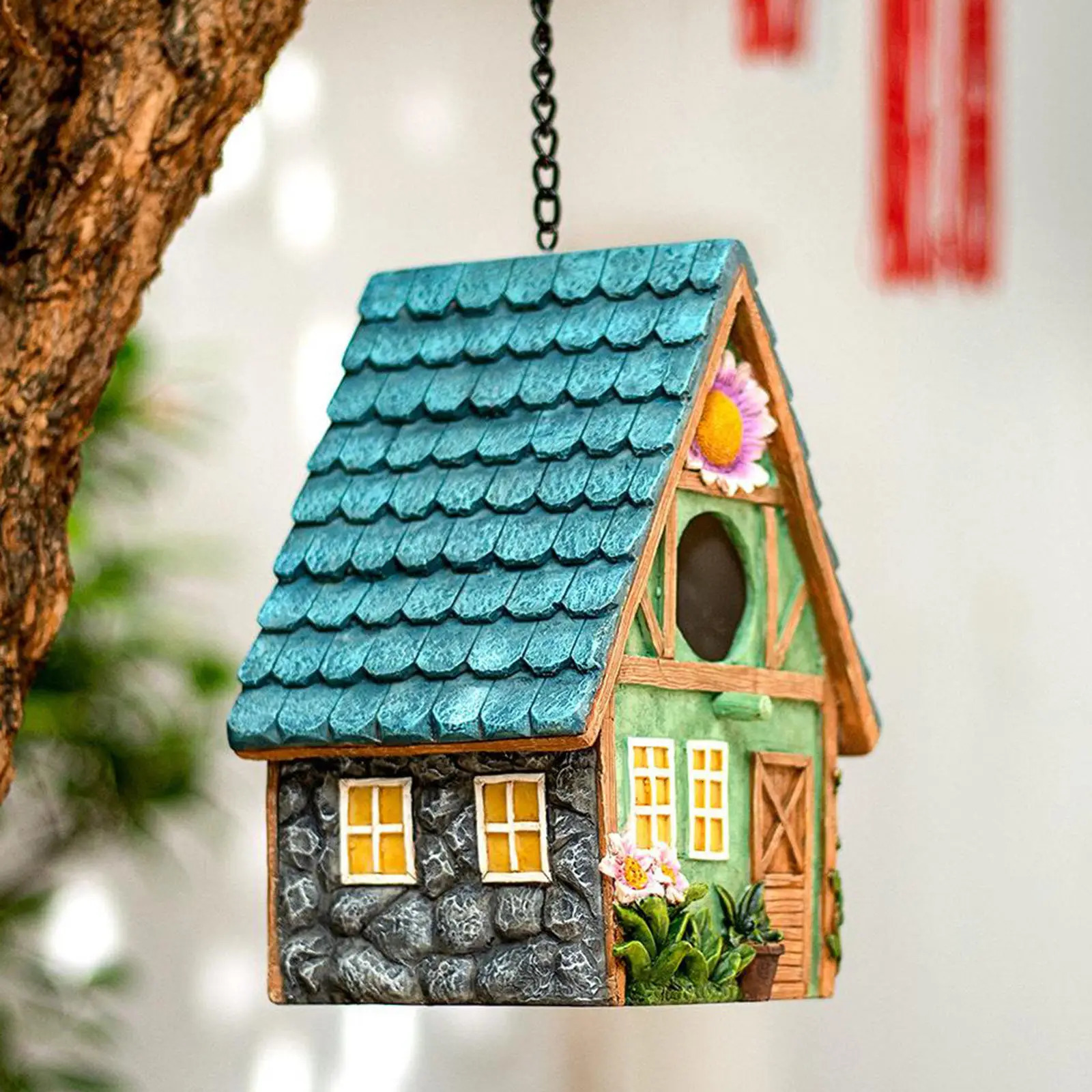 Hand-Painted ing Colourful Birdhouse Country Bird House for Small Birds 250206